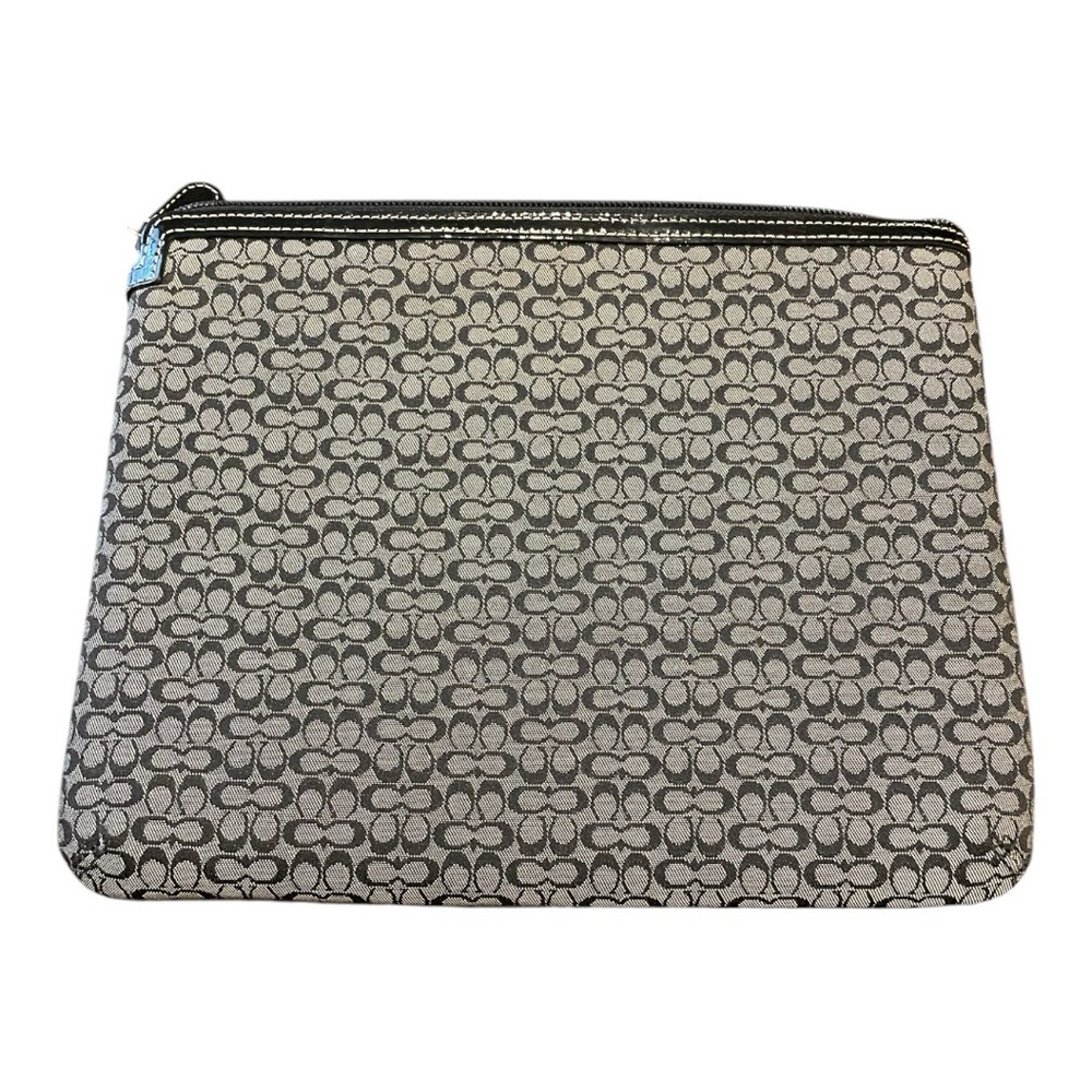 COACH Black & Gray Small C Vintage Canvas Padded iPad Tablet Sleeve P12